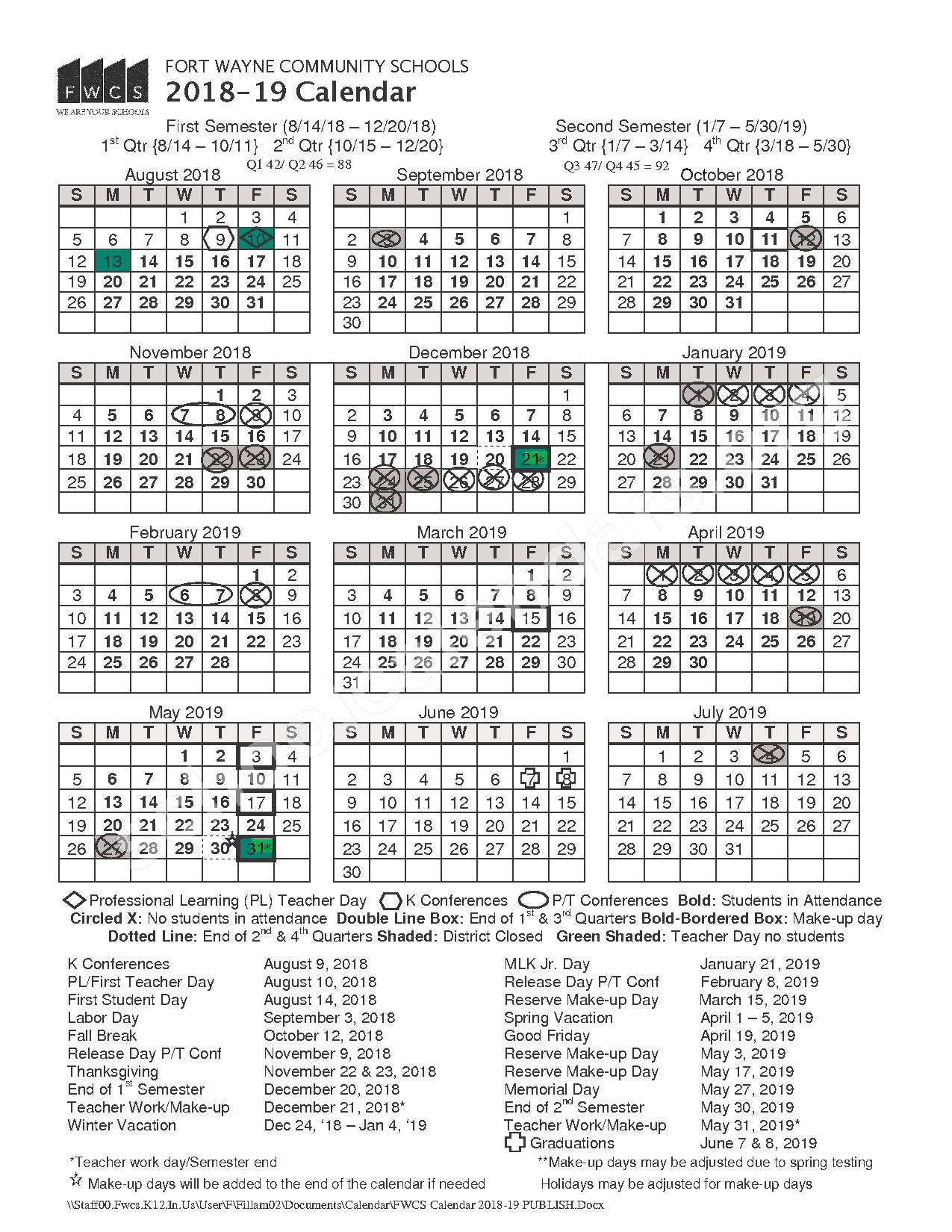 Fort Wayne Community Schools Calendars Fort Wayne IN Fort Wayne Community Schools Calendars Fort Wayne IN