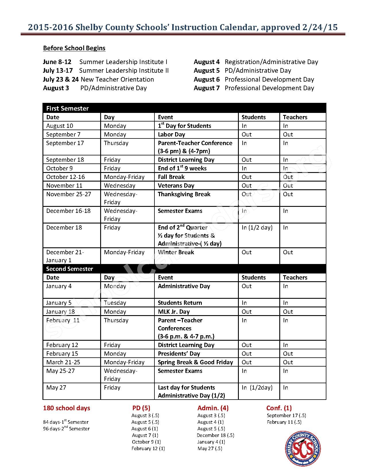 my school schedule
