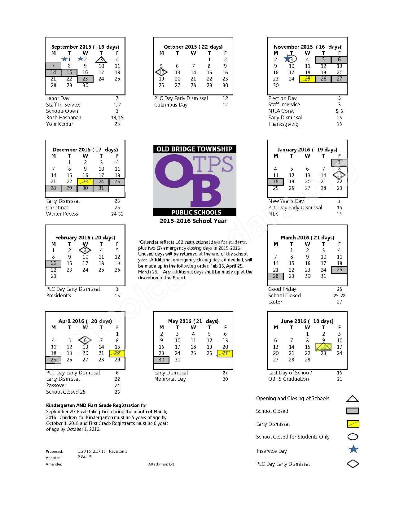 Old Bridge Public Schools Calendar Academy Calendar 2022