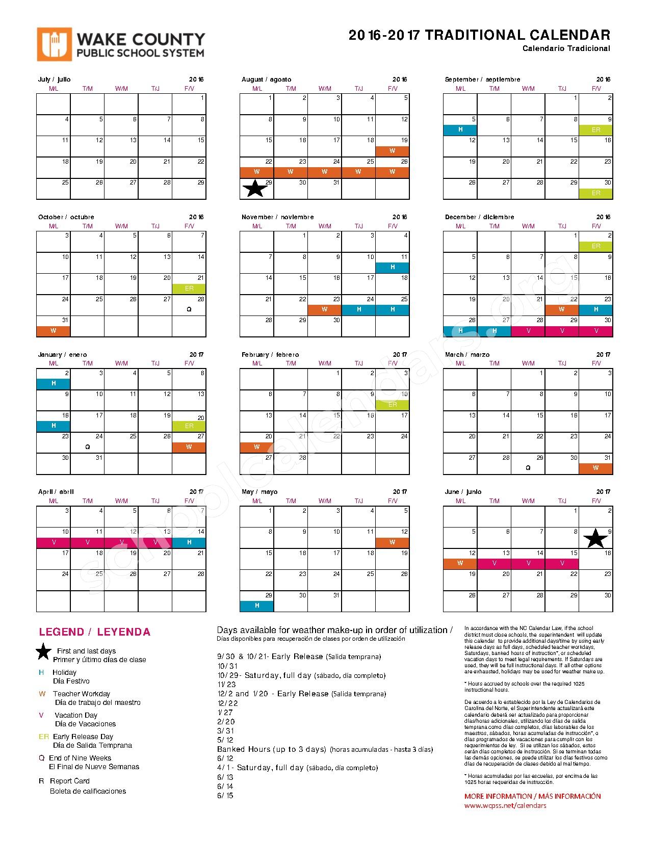 2016 2017 Traditional Calendar Poe Elementary School Raleigh NC 2016 2017 Traditional Calendar Poe Elementary School Raleigh NC