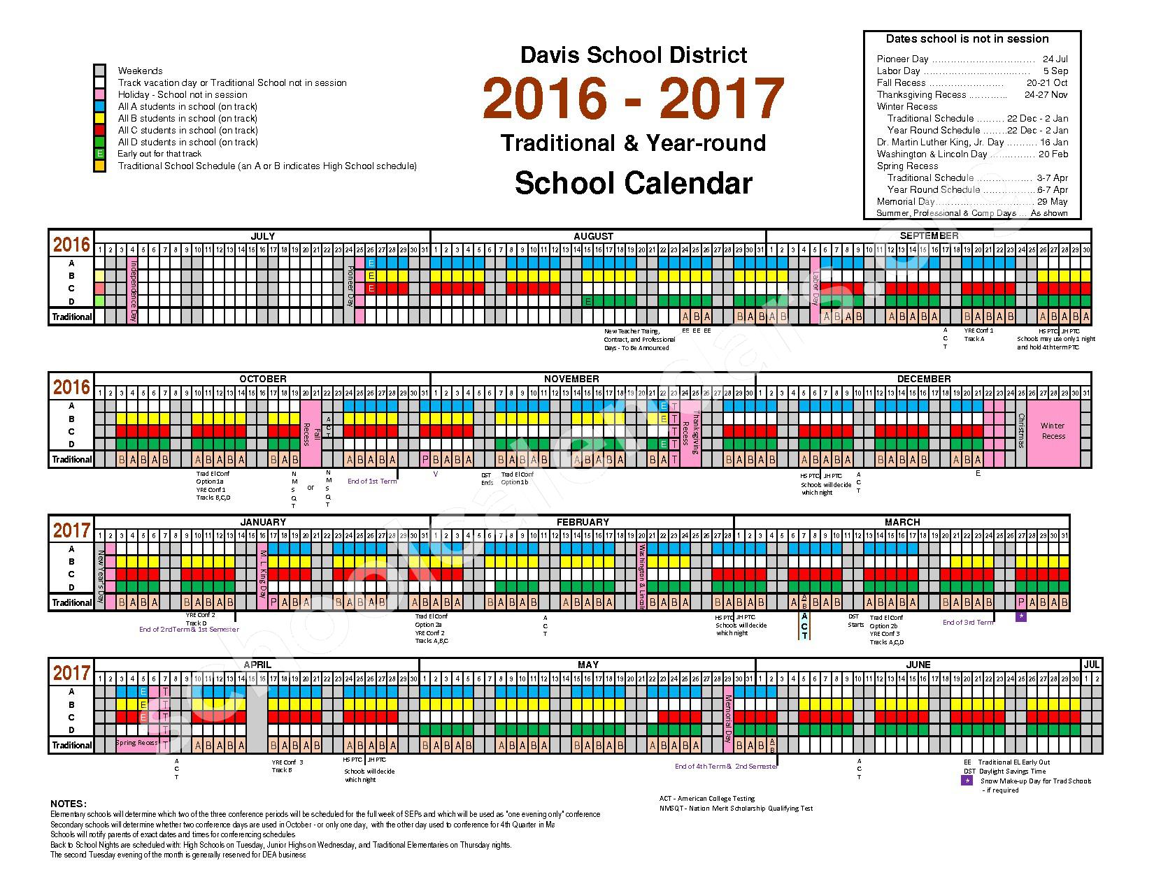Davis School District Calendars Farmington UT