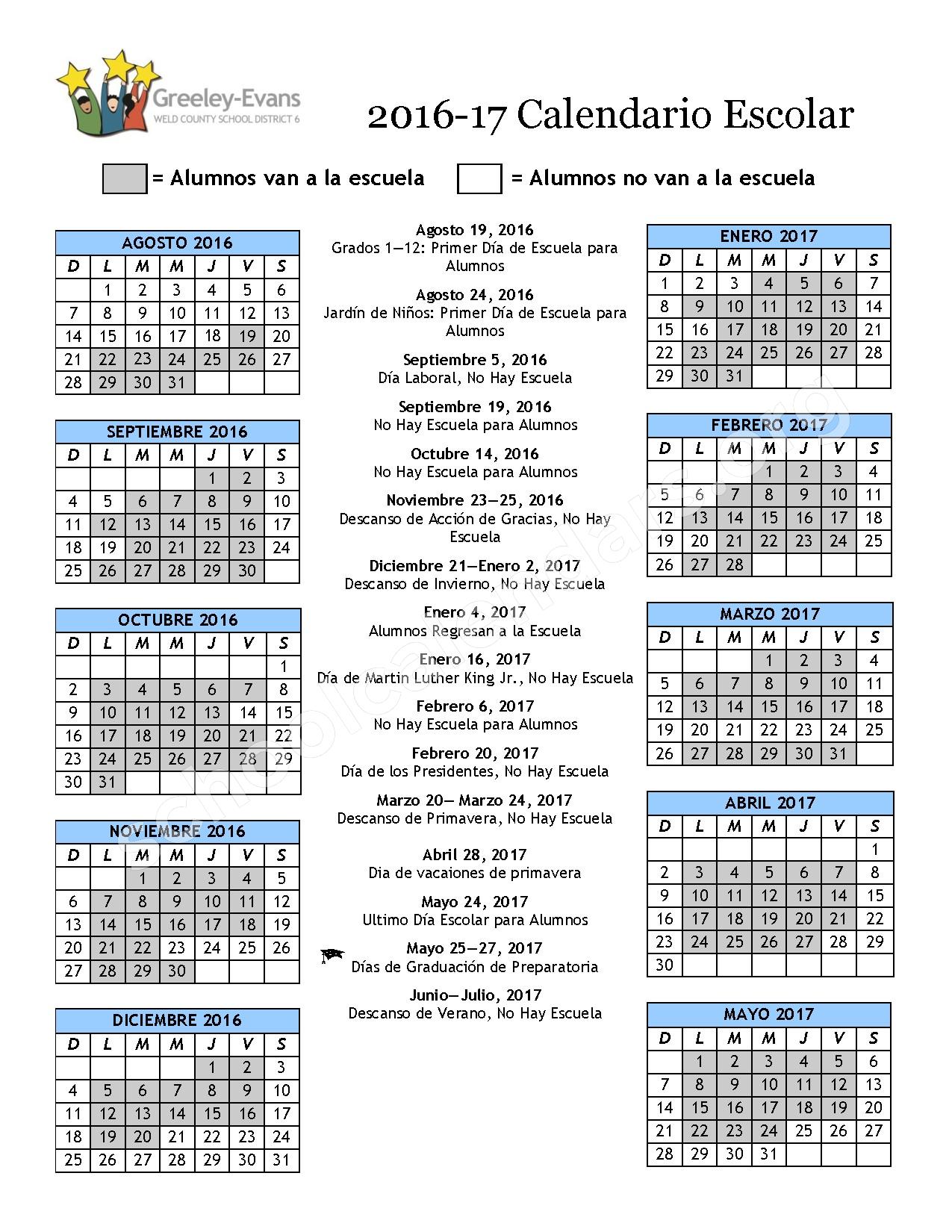 2016 2017 District Calendar Greeley Evans School District 6 2016 2017 District Calendar Greeley Evans School District 6