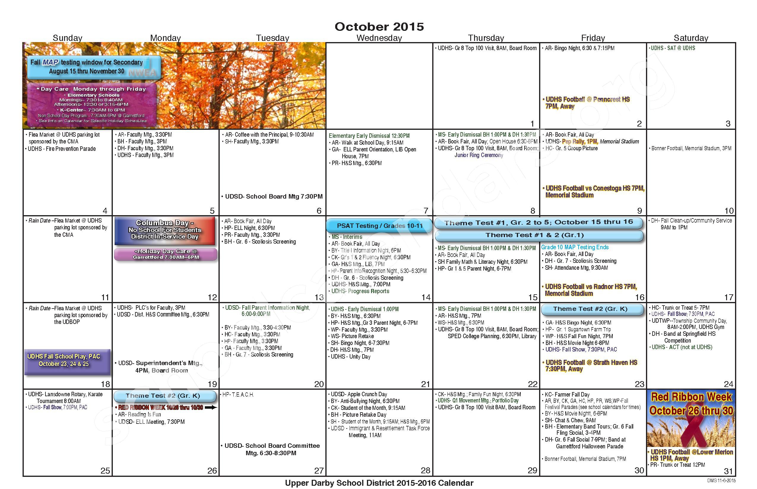 2015 2016 District Calendar Highland Park Elementary School Upper 