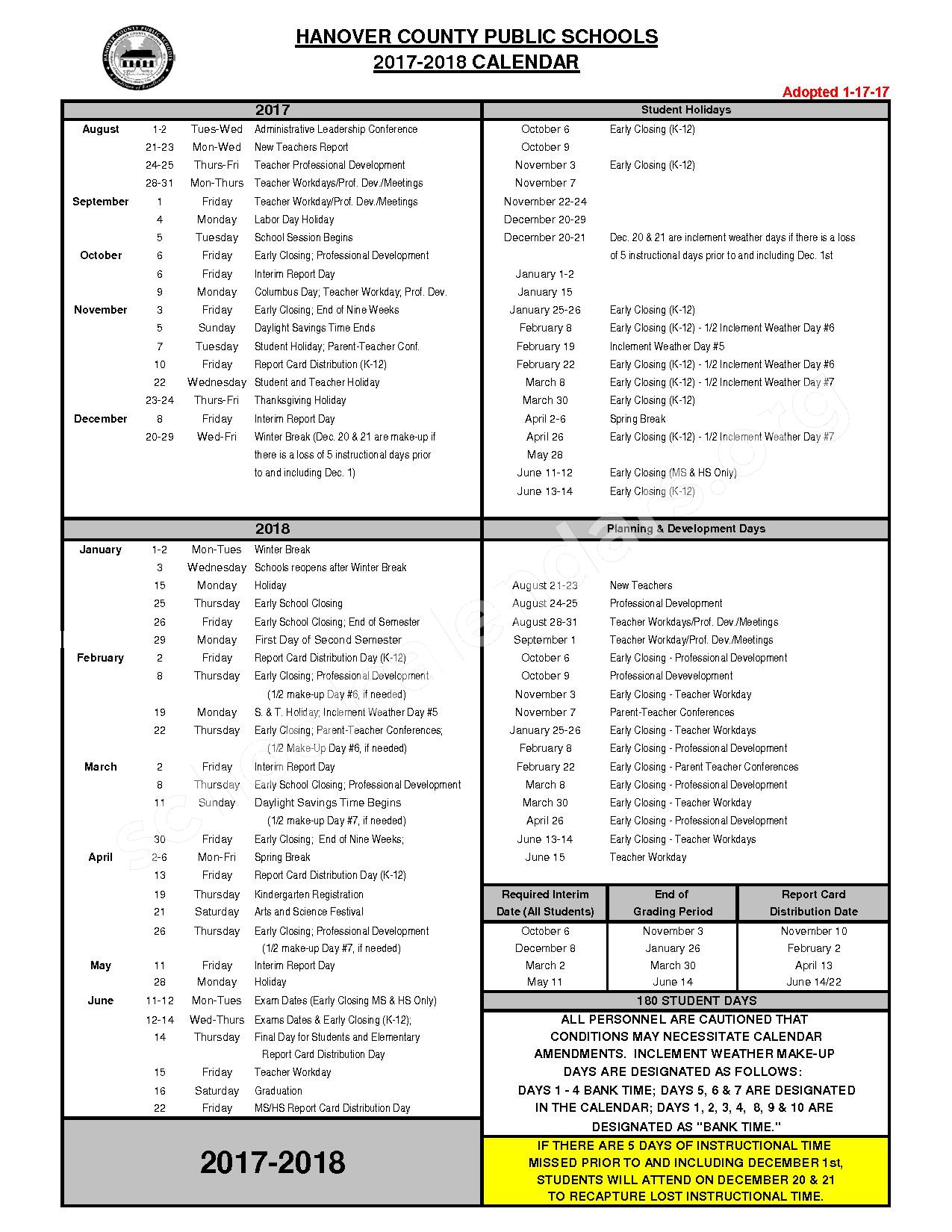 South Anna Elementary School Calendars Montpelier VA