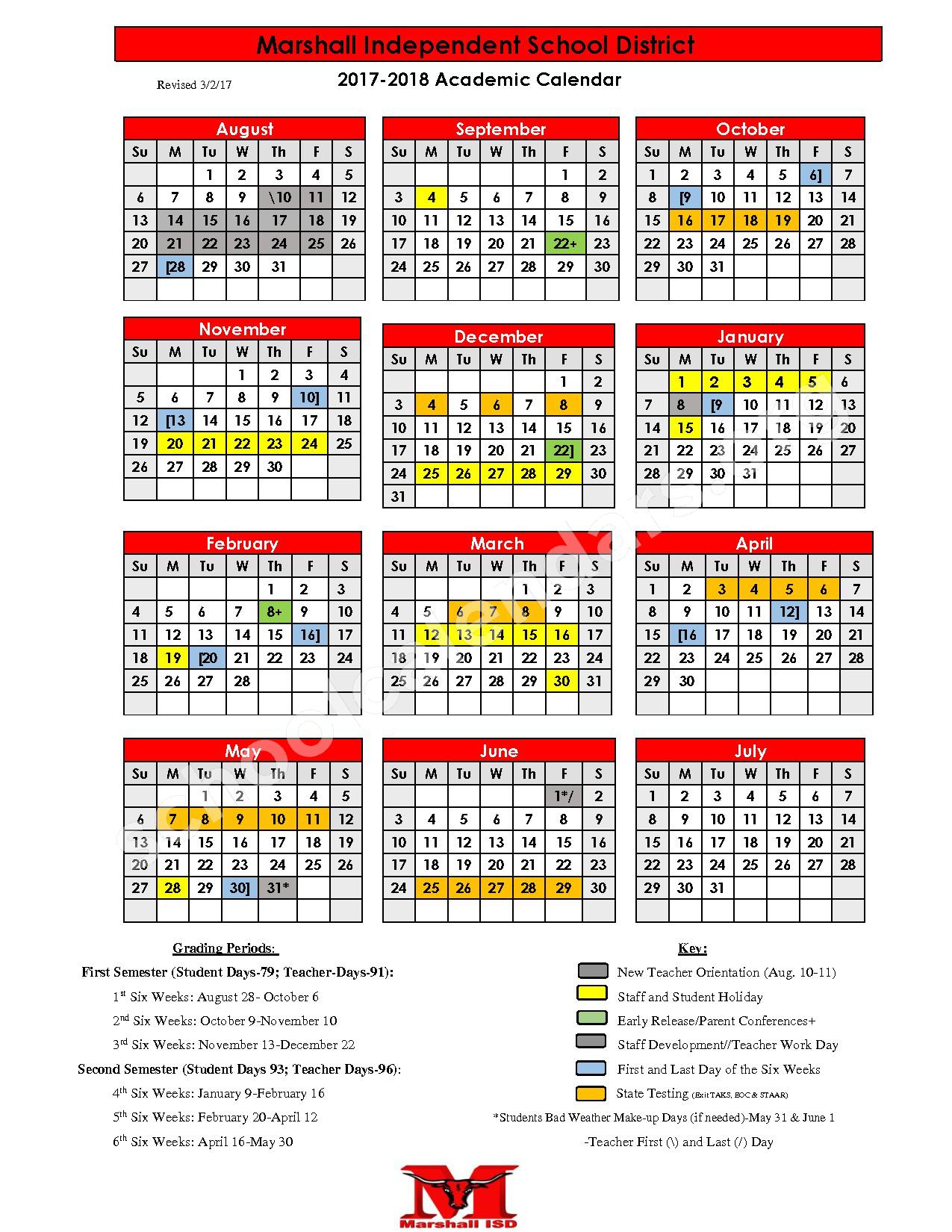 Marshall Independent School District Calendars Marshall TX Marshall Independent School District Calendars Marshall TX
