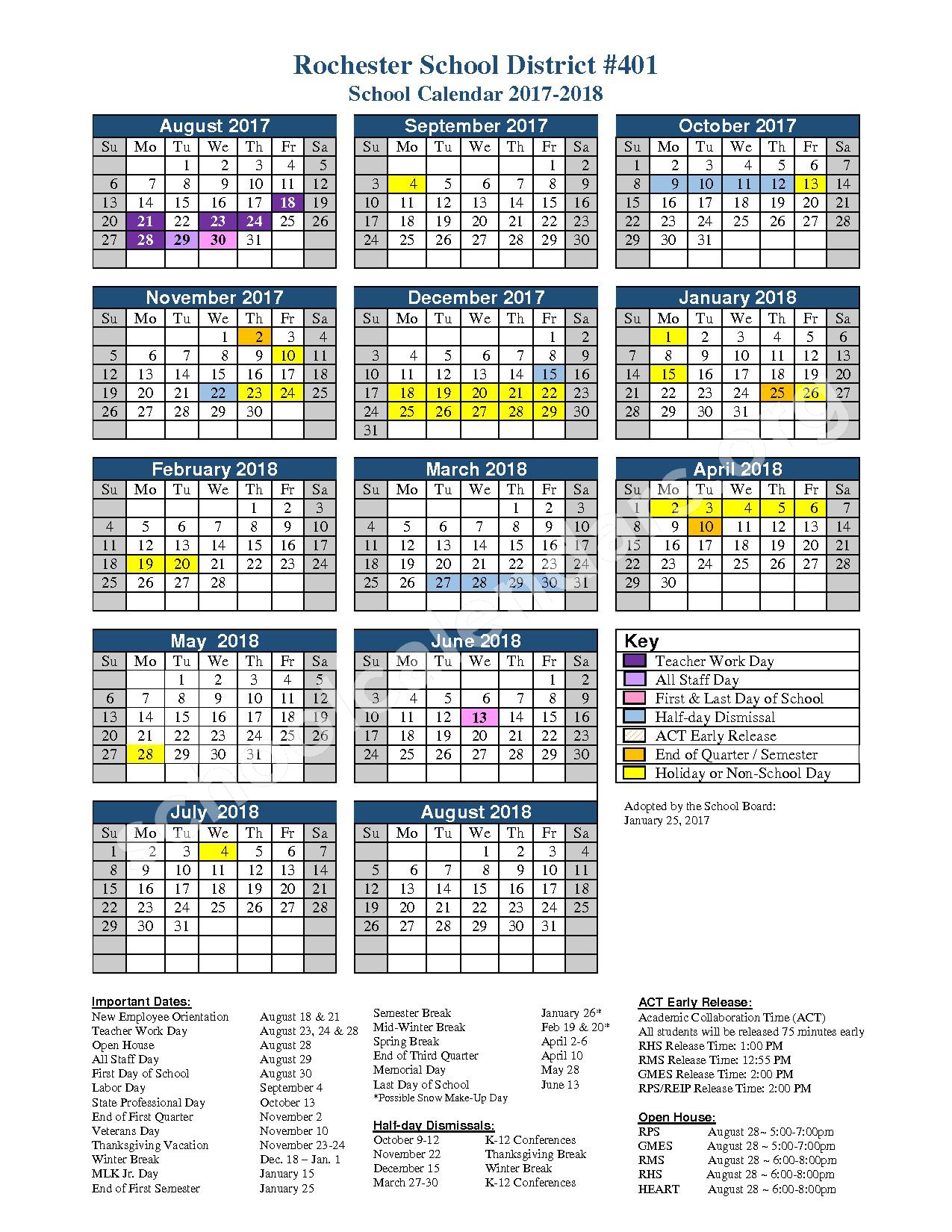 Rochester Mn Public School Calendar 2025 26 Koby CockburnCampbell